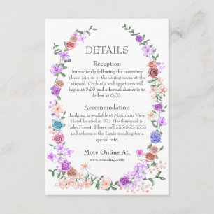 Colourful Springtime Garden Roses Wedding Details Enclosure Card