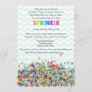 Colourful Sprinkles and Chevron Baby Invite