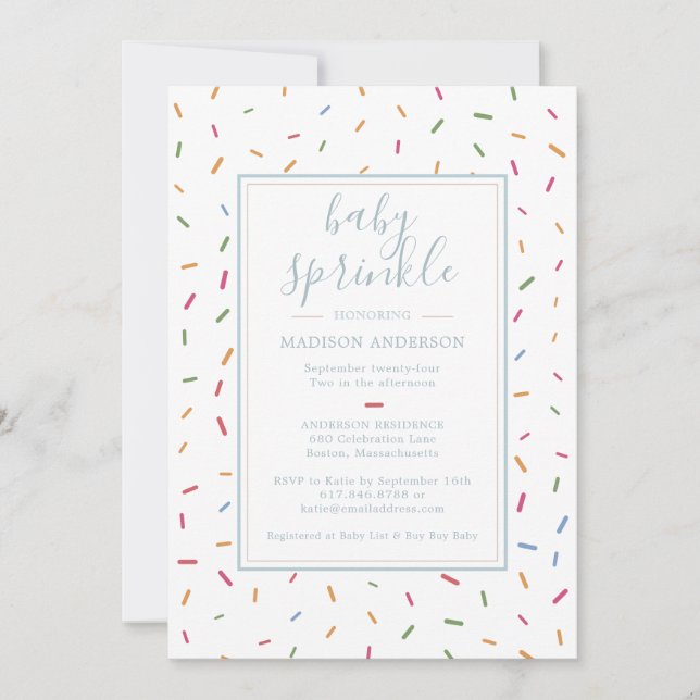 Colourful Sprinkles Baby Sprinkle Baby Shower Invitation (Front)