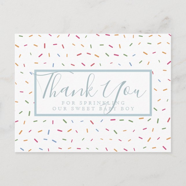 Colourful Sprinkles Baby Sprinkle Thank You Postcard (Front)