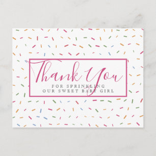 Colourful Sprinkles Baby Sprinkle Thank You Postcard