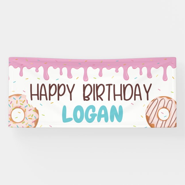 Colourful Sprinkles Doughnut Happy Birthday Banner (Horizontal)