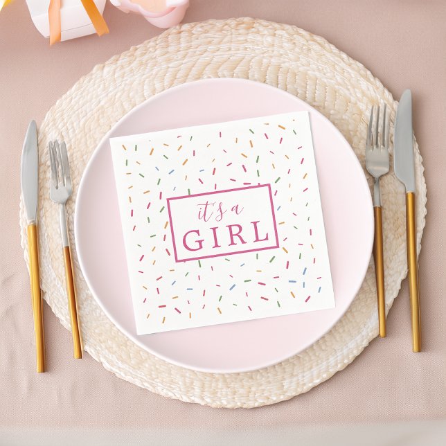 Colourful Sprinkles It's A Girl Baby Shower Paper Napkin (Colorful Sprinkles It's A Girl Baby Shower Paper Napkins)
