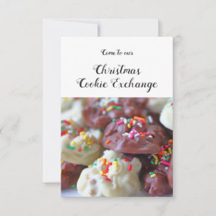 Colourful sprinkles on chocolate candy invitation