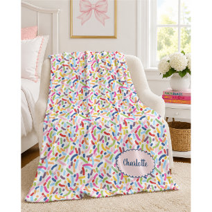 Colourful Sprinkles Personalised Name Fleece Blanket