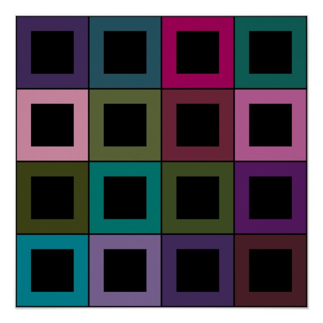 Colourful Square Block Grid Pattern Poster (Front)