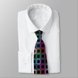 Colourful Square Block Grid Pattern Tie