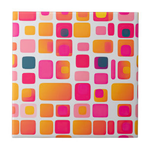 Colourful Square Blocks Abstract Pattern Retro Tile