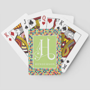Colourful Square Blocks H Monogram Playin Playing Cards