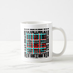 Colourful Square Maze  geometrical chequered patte Coffee Mug