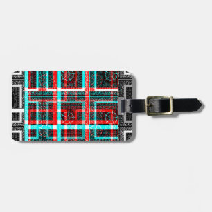Colourful Square Maze geometrical chequered patte Luggage Tag