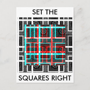 Colourful Square Maze geometrical chequered patte Postcard