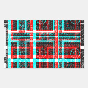 Colourful Square Maze  geometrical chequered patte Rectangular Sticker