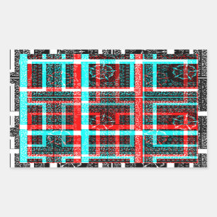 Colourful Square Maze  geometrical chequered patte Rectangular Sticker