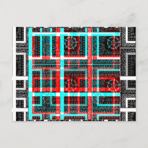 Colourful Square Maze Geometrical Chequered Patter Postcard
