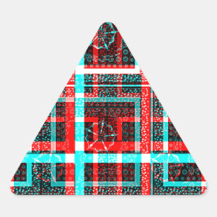 Colourful Square Maze Geometrical Chequered Patter Triangle Sticker