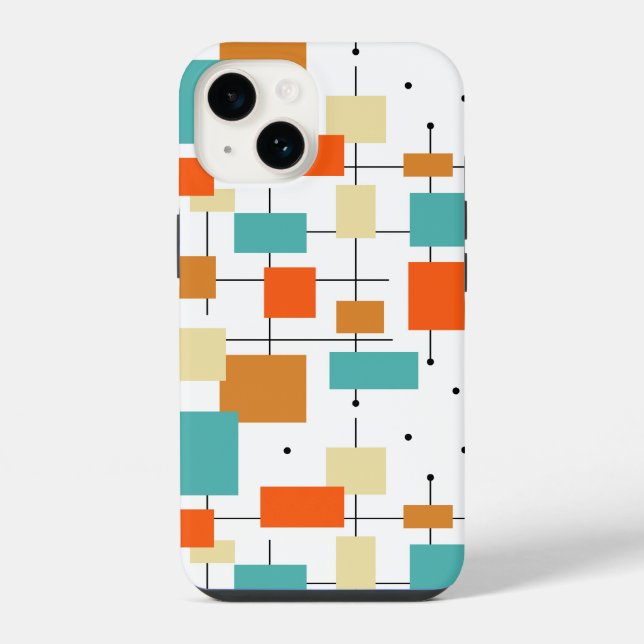 Colourful Squares and Lines Mid-century Pattern iPhone Case (Back)