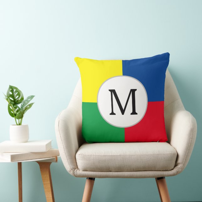 Colourful Squares Custom Monogram Initial Cushion (Chair)