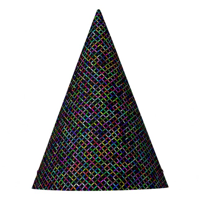 colourful squares geometric unique vibrant pattern party hat (Front)