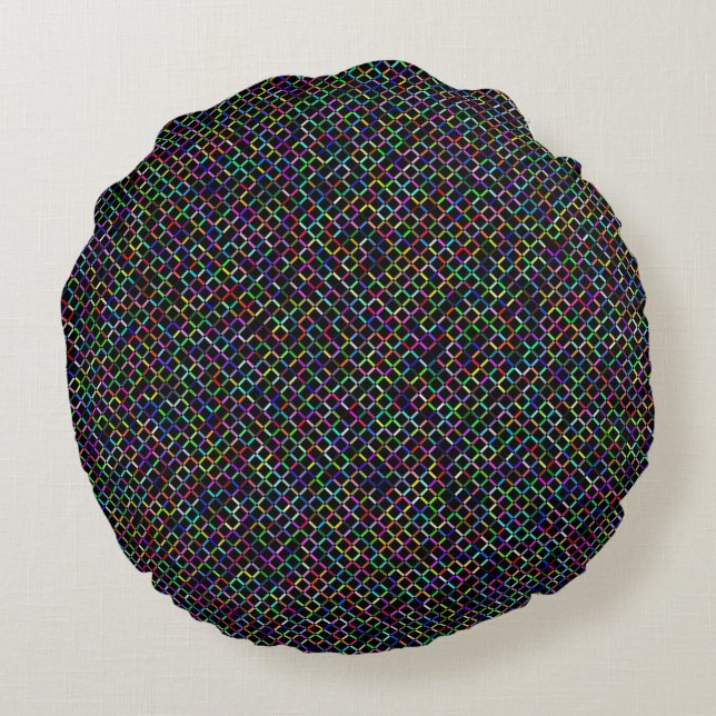 colourful squares geometric unique vibrant pattern round cushion (Back)