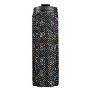 colourful squares geometric unique vibrant pattern thermal tumbler