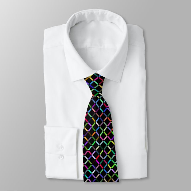 colourful squares geometric unique vibrant pattern tie (Tied)