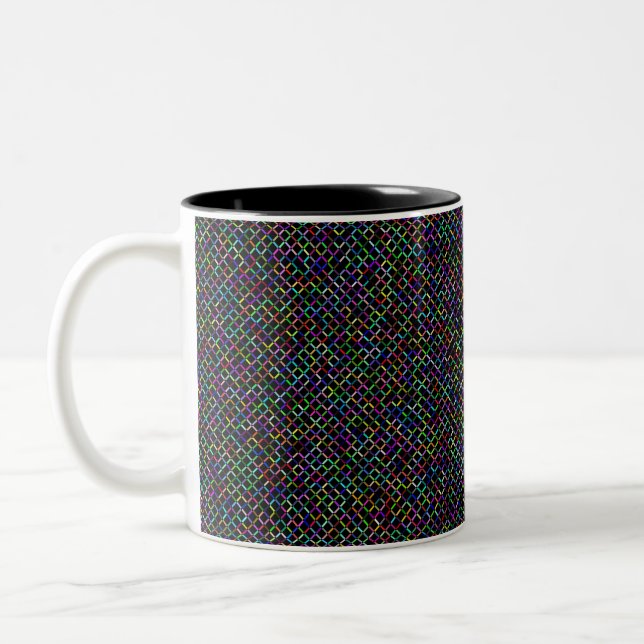 colourful squares geometric unique vibrant pattern Two-Tone coffee mug (Left)