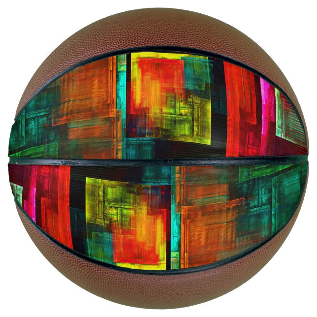 Colourful Squares Modern Abstract Art Pattern #04 Basketball (Front)