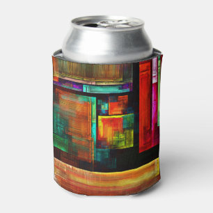 Colourful Squares Modern Abstract Art Pattern #04 Can Cooler