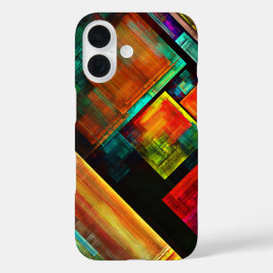 Colourful Squares Modern Abstract Art Pattern #04 iPhone 16 Case