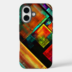 Colourful Squares Modern Abstract Art Pattern #04 iPhone 16 Case