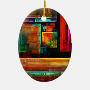 Colourful Squares Modern Abstract Art Pattern #04 Ceramic Tree Decoration
