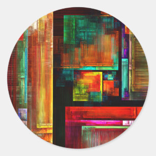 Colourful Squares Modern Abstract Art Pattern #04 Classic Round Sticker