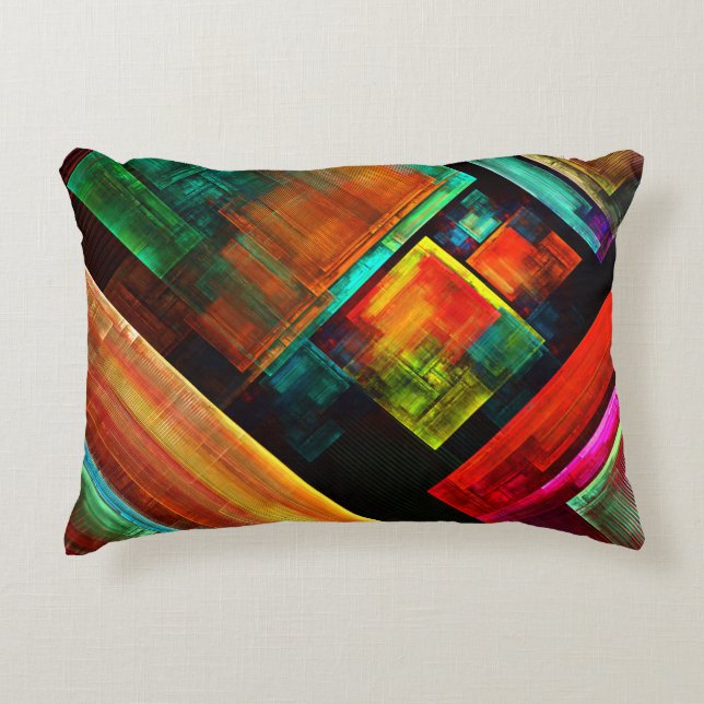 Colourful Squares Modern Abstract Art Pattern #04 Decorative Cushion (Front)