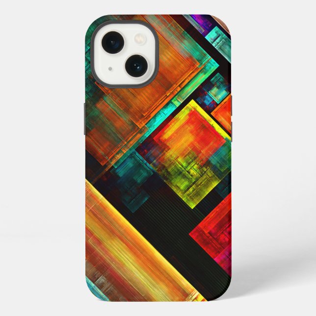 Colourful Squares Modern Abstract Art Pattern #04 iPhone Case (Back)