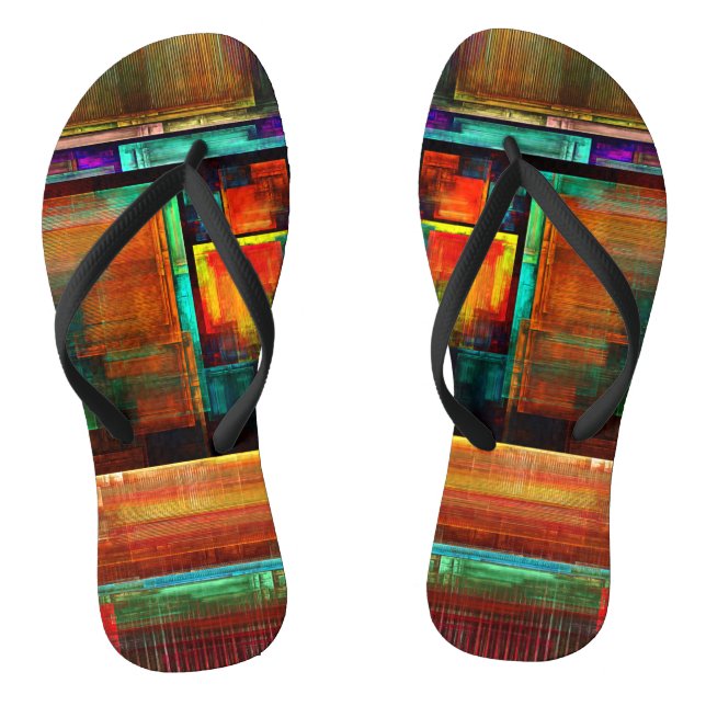 Colourful Squares Modern Abstract Art Pattern #04 Jandals (Footbed)