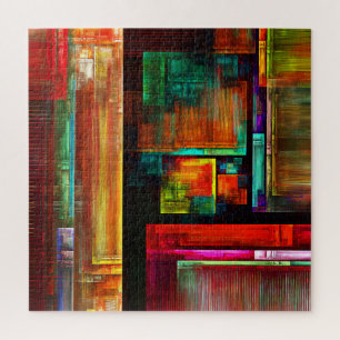 Colourful Squares Modern Abstract Art Pattern #04 Jigsaw Puzzle