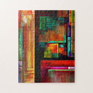 Colourful Squares Modern Abstract Art Pattern #04 Jigsaw Puzzle