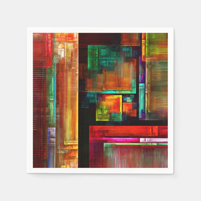 Colourful Squares Modern Abstract Art Pattern #04 Napkin (Front)