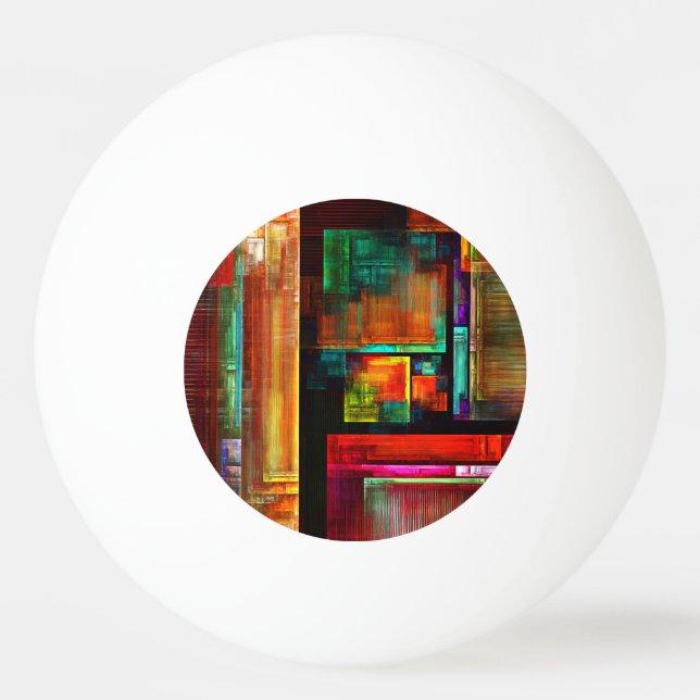 Colourful Squares Modern Abstract Art Pattern #04 Ping Pong Ball (Front)
