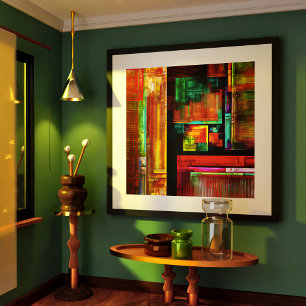 Colourful Squares Modern Abstract Art Pattern #04 Poster