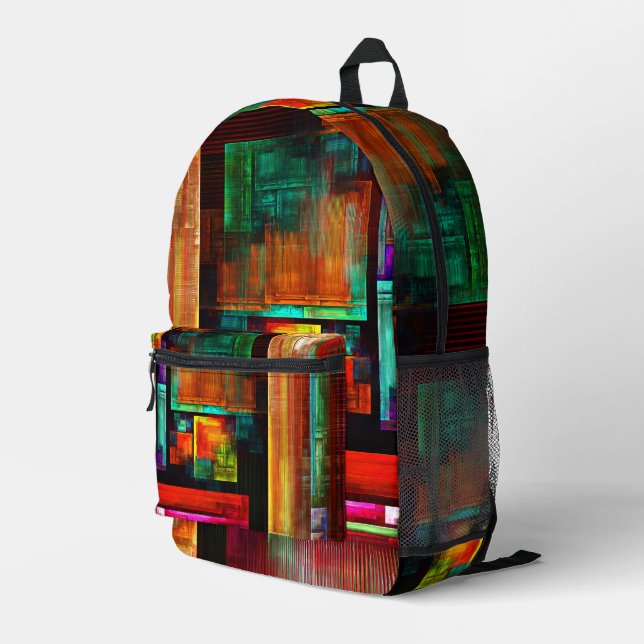 Colourful Squares Modern Abstract Art Pattern #04 Printed Backpack (Back Corner Right)