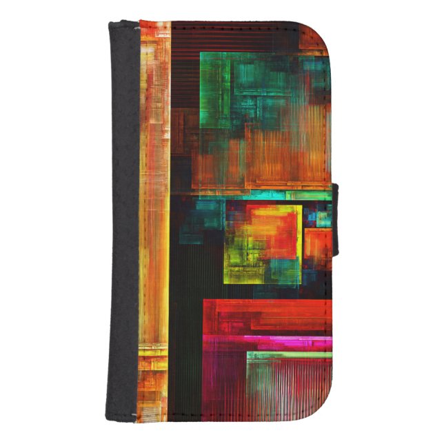 Colourful Squares Modern Abstract Art Pattern #04 Samsung Galaxy Wallet Case (Front)