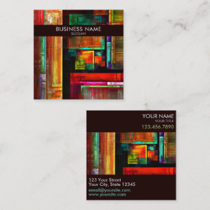 Colourful Squares Modern Abstract Art Pattern #04 Square Business Card