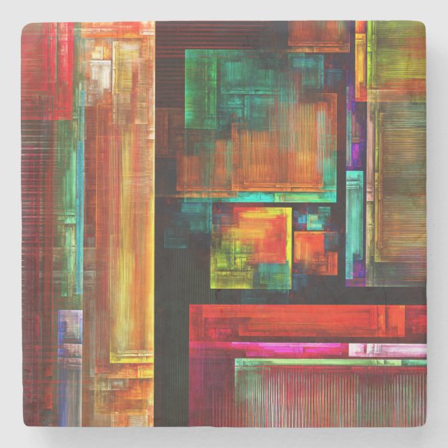 Colourful Squares Modern Abstract Art Pattern #04 Stone Coaster (Front)