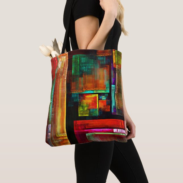 Colourful Squares Modern Abstract Art Pattern #04 Tote Bag (Close Up)