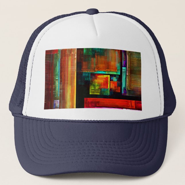 Colourful Squares Modern Abstract Art Pattern #04 Trucker Hat (Front)