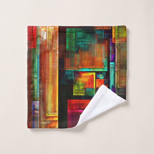 Colourful Squares Modern Abstract Art Pattern #04 Wash Cloth (Wash Cloth)