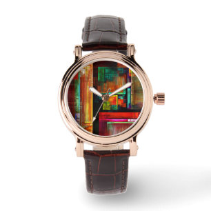 Colourful Squares Modern Abstract Art Pattern #04 Watch