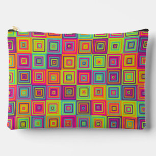 Colourful Squares Pattern Accessory Pouch